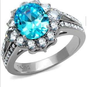 10.6 Ct Crystal Stainless Steel Engagement Ring